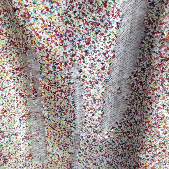 Endless Rose NEW Reversible Sequin White & Rainbow Confetti Mini Dress Large - Picture 5 of 16